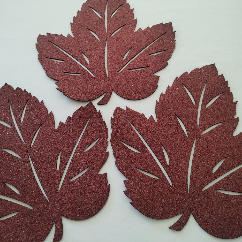 Shimmery 🍁Leaves Trio~ Place-Settings: Brown-Copper🤎